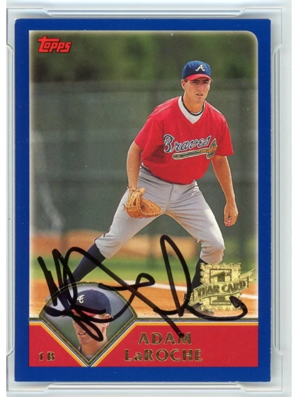 Adam LaRoche Signed 2003 Topps #294 Braves Baseball Card Autograph BAS